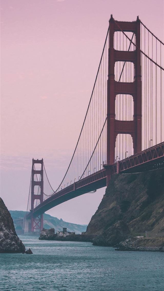 1284x2778 focus photo of Golden Gate during daytime - pink iPhone Wallpaper