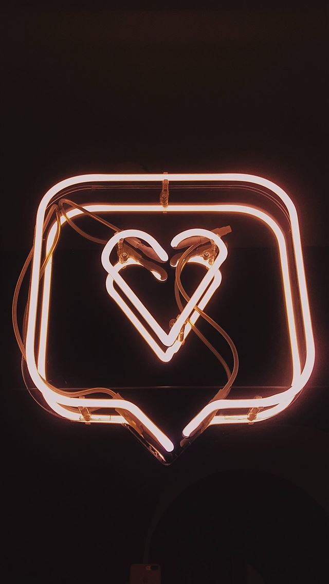 1284x2778 lighted square heart neon signage - ukraine iPhone Wallpaper