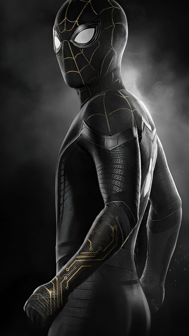 640x1136 spider man no way home black gold suit 4k -  iPhone Wallpaper