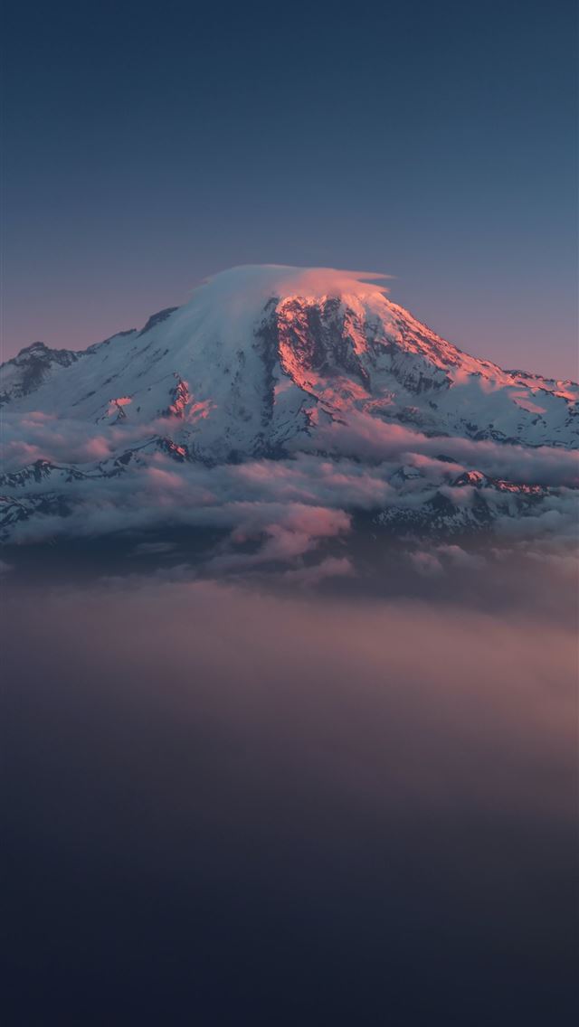 1284x2778 icy mountain covered white clouds - mount rainier national park iPhone Wallpaper