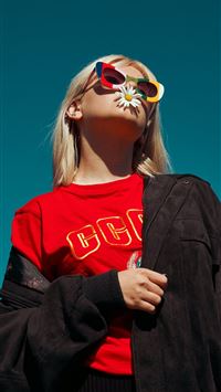 woman with sunglasses standing outdoor during dayt... wallpaper