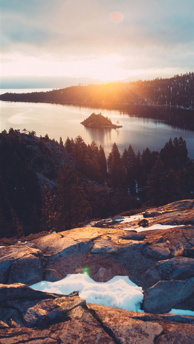 1284x2778 tundra mountain and body of water - tree iPhone Wallpaper