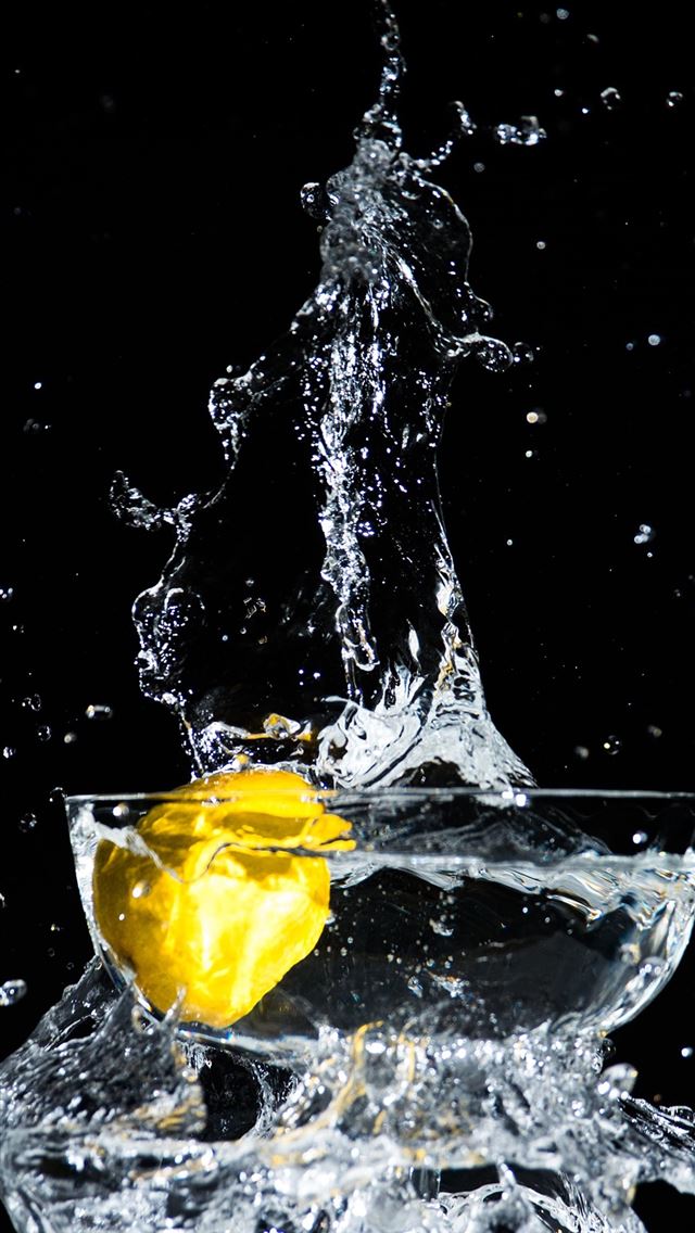 1125x2436 lemon water in footed glass - food iPhone Wallpaper