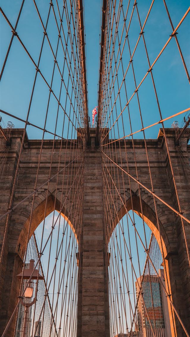 1284x2778 low angle photo of Brooklyn Bridge - new york city iPhone Wallpaper