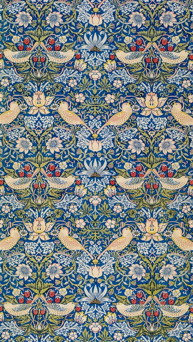 1284x2778 blue white and brown floral textile -  iphone 13 Wallpaper