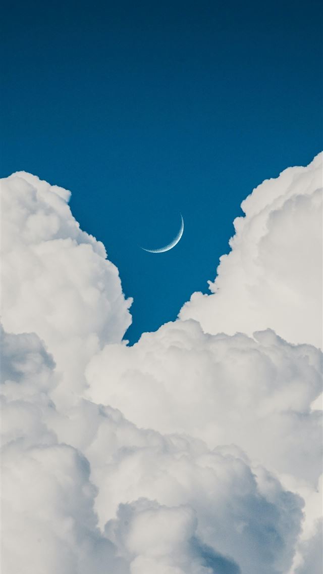 1284x2778 moon view from clouds - sky iPhone Wallpaper