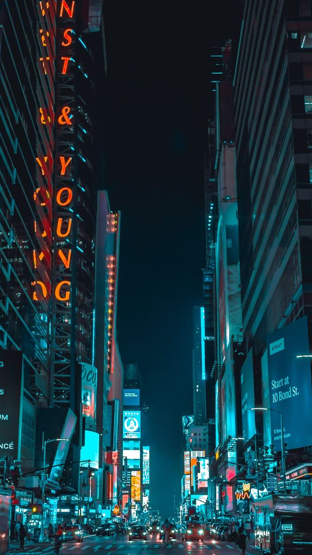 1284x2778 street photography of vehicles traveling on road b... - neon iPhone Wallpaper
