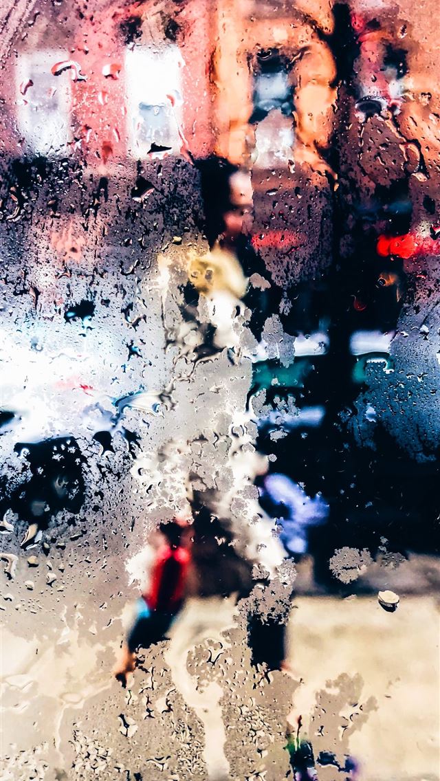 1284x2778 photo of moistened glass with view of person walki... -  iphone 13 Wallpaper