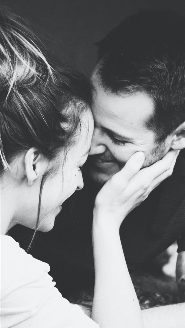 1284x2778 grayscale photography of woman holding man's face -  iphone 13 Wallpaper