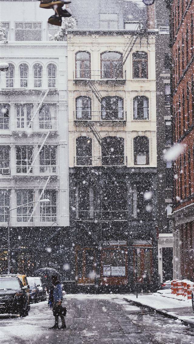 1284x2778 person under black umbrella standing on gray aspha... - winter iPhone Wallpaper