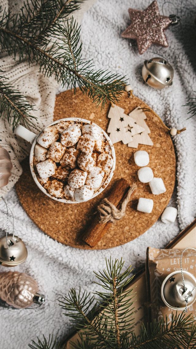 1284x2778 brown and white round cake on white ceramic plate - holiday iPhone Wallpaper