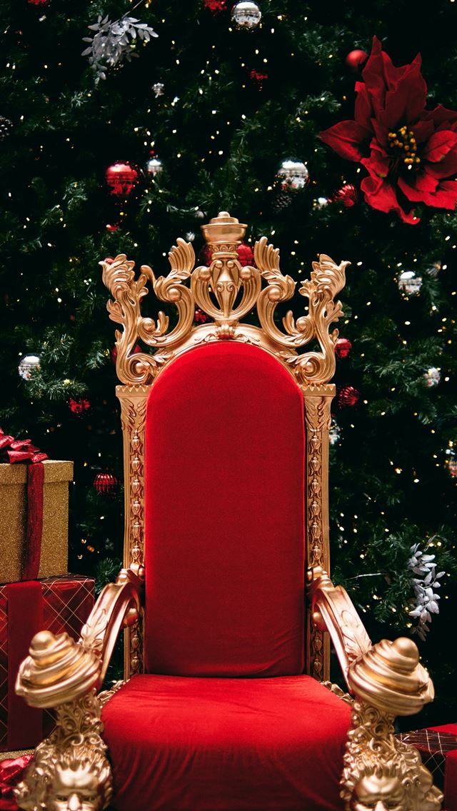 1284x2778 gold and red throne beside gift boxes - holidays iPhone Wallpaper