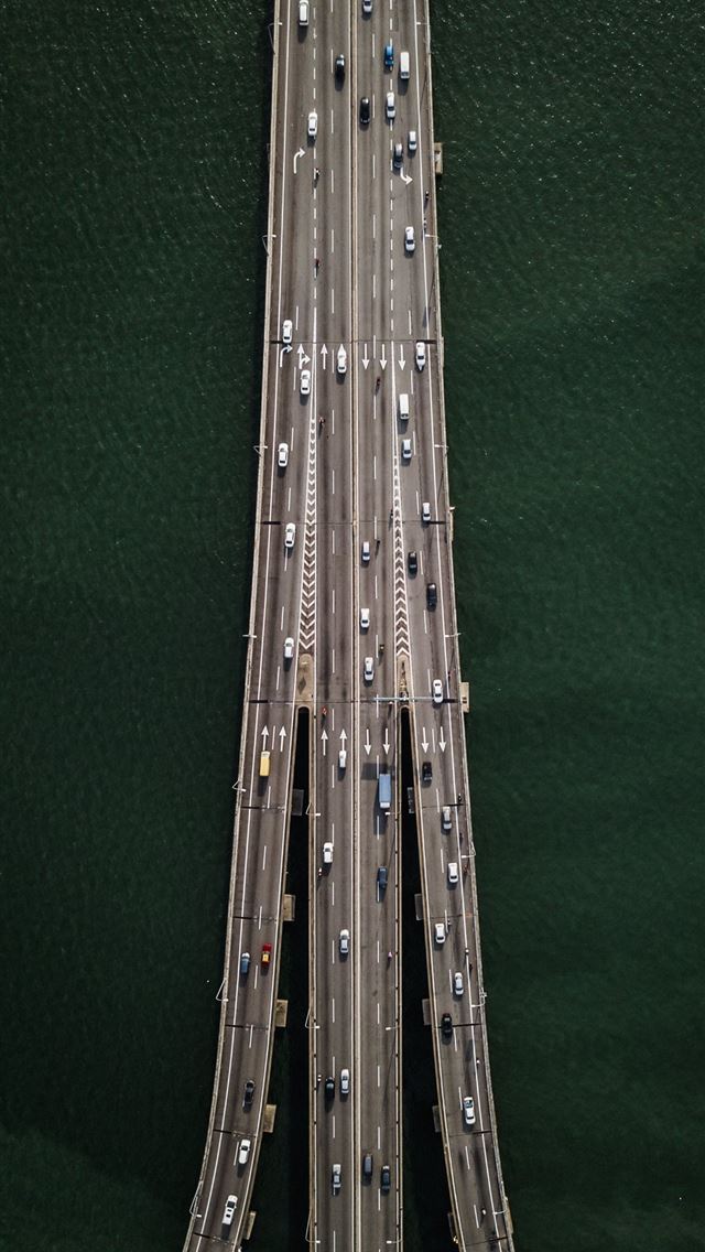1284x2778 aerial view of bridge with cars crossing - road iPhone Wallpaper