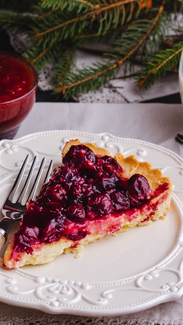 1284x2778 blueberry pie slice on plate - holiday iPhone Wallpaper
