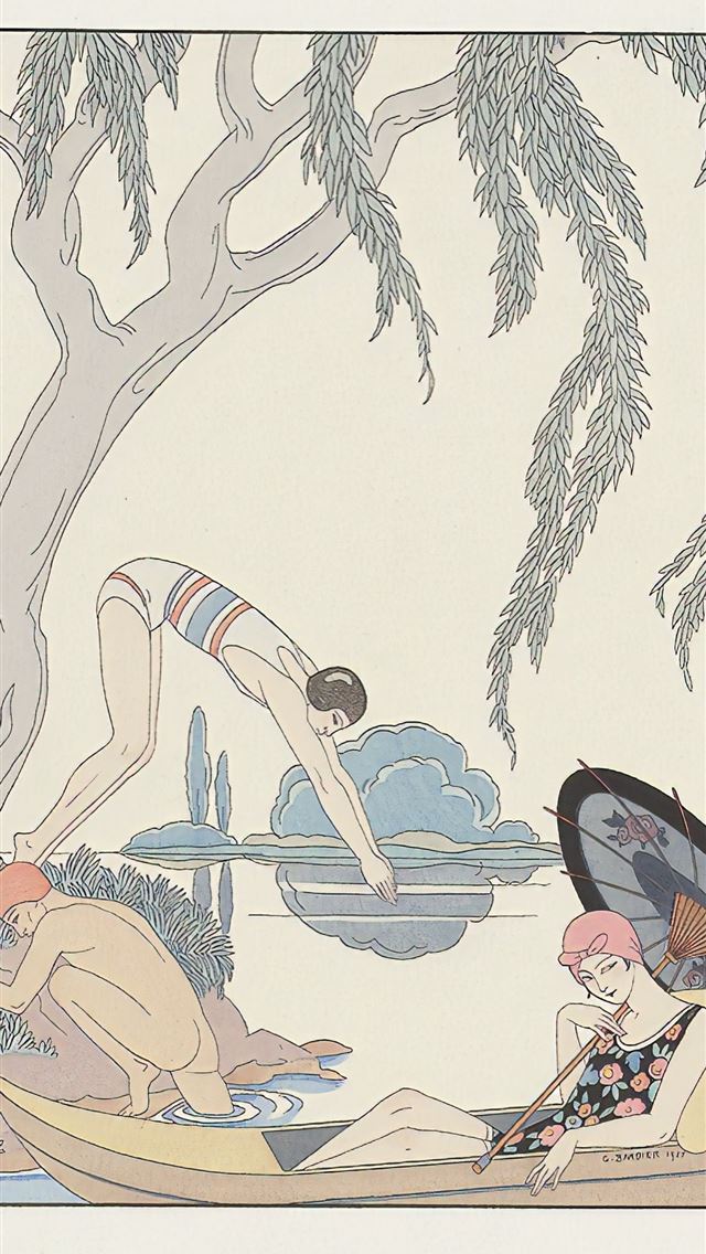 1284x2778 woman in blue dress holding a book illustration - illustration iPhone Wallpaper