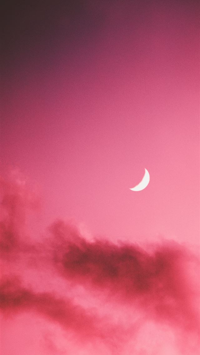 1284x2778 half moon in the sky - pink iPhone Wallpaper