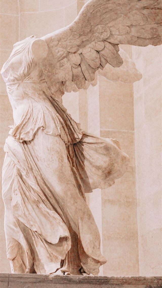 1284x2778 angel statue in white room - france iPhone Wallpaper