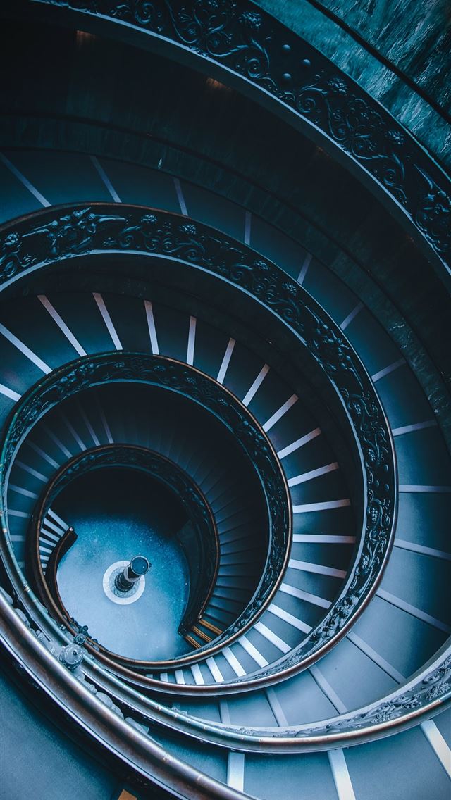 1284x2778 closeup photo of black spiral stairs - circle iPhone Wallpaper
