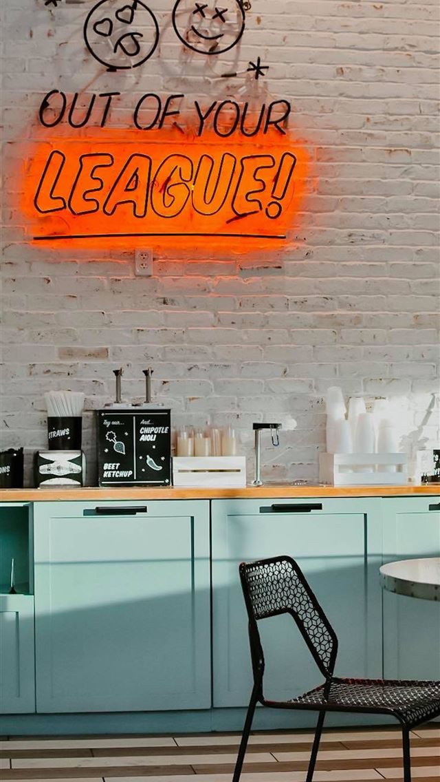 1284x2778 Out of Your League neon light signage - retro iPhone Wallpaper