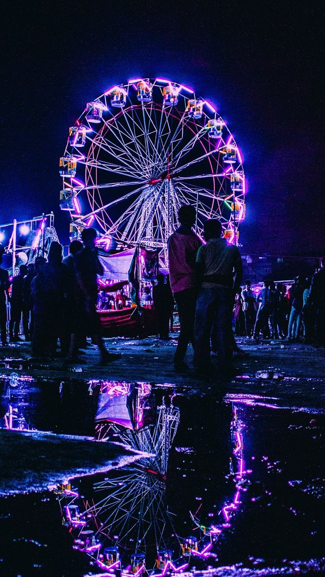 1284x2778 ferris wheel during nighttime - neon iPhone Wallpaper