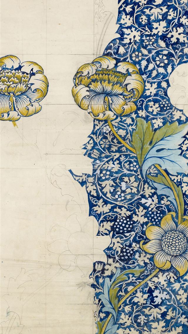 1284x2778 white and blue floral textile - watercolor iPhone Wallpaper