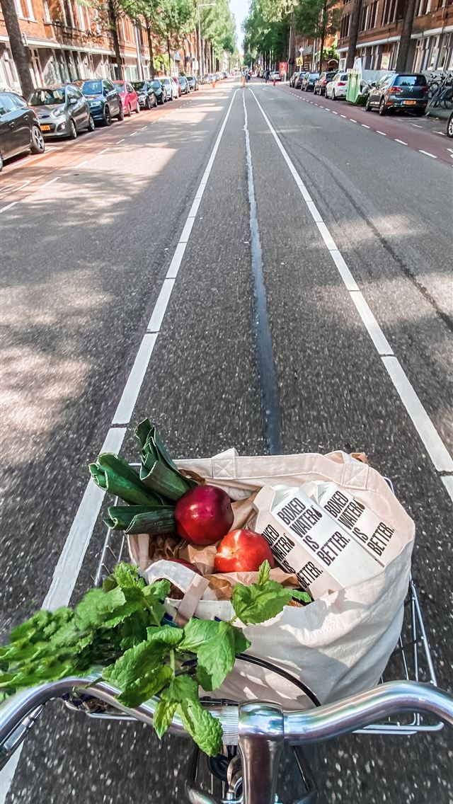 1284x2778 red roses in brown cardboard box on bicycle - sunshine iPhone Wallpaper