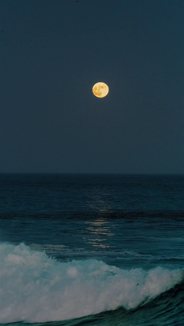 1284x2778 full moon over the ocean -  iPhone Wallpaper