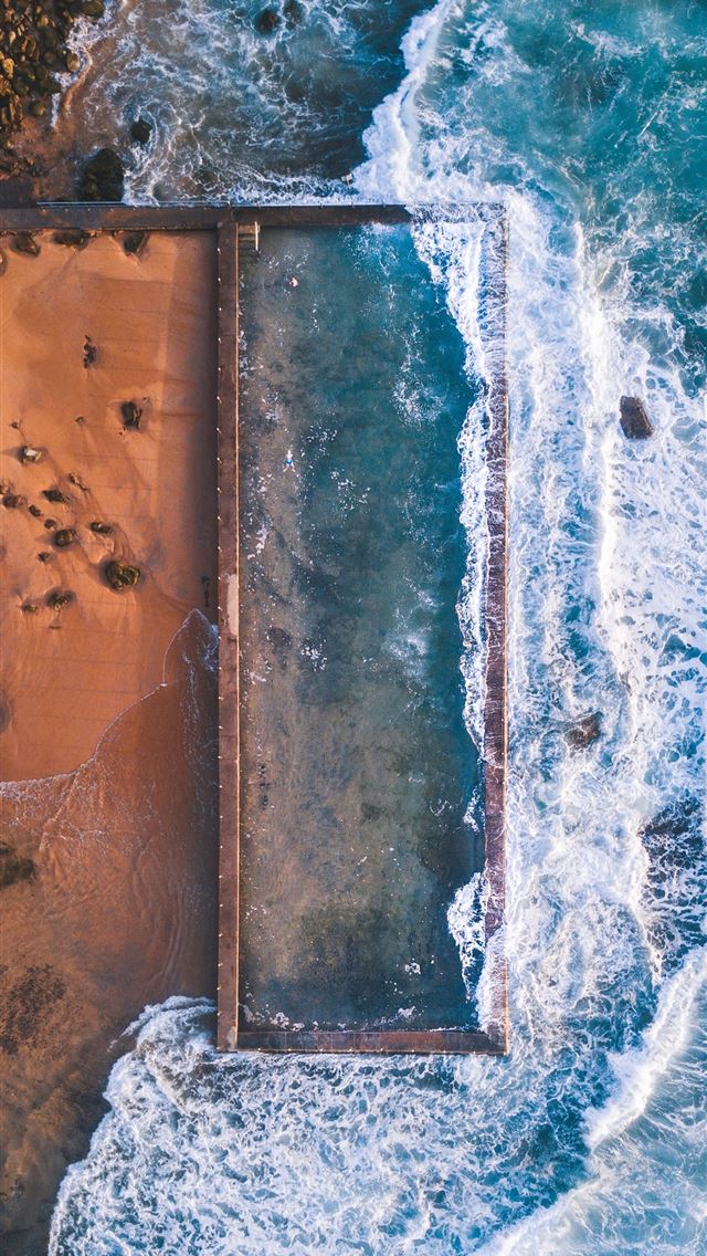 1284x2778 aerial photography of sea hitting sand at daytime - australia iPhone Wallpaper
