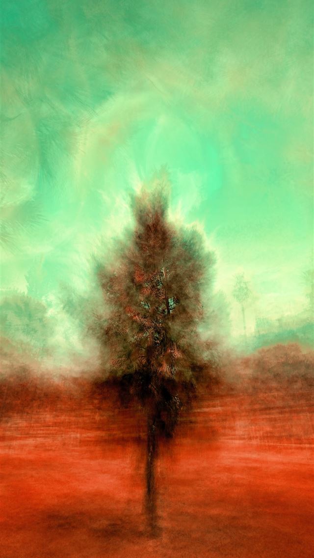 1284x2778 painting of brown tree - color iPhone Wallpaper