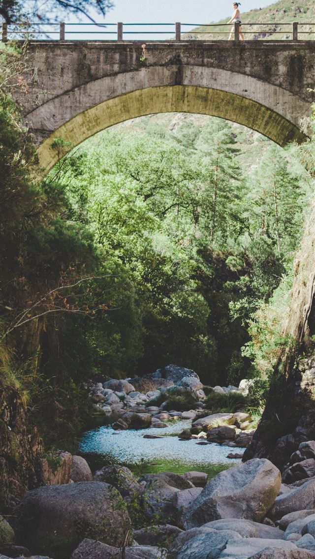 1284x2778 person walking on bridge - portugal iPhone Wallpaper