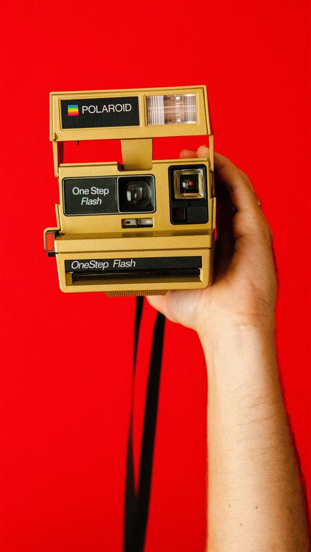 1284x2778 brown and black Polaroid One Step camera - red iPhone Wallpaper