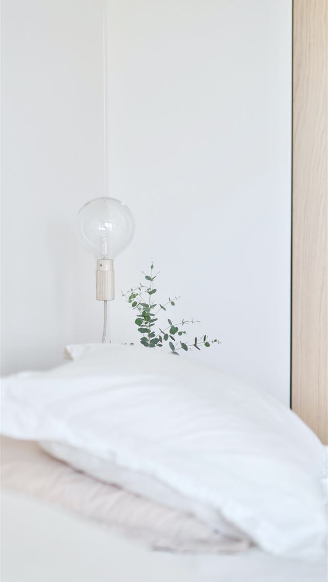 1284x2778 white bed pillow near table lamp - france iPhone Wallpaper