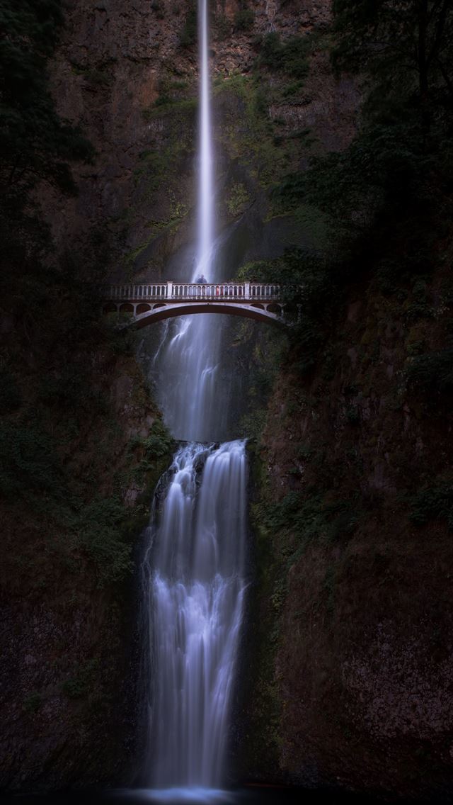 1284x2778 bridge near waterfalls at daytime - waterfall iPhone Wallpaper