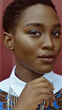 women holding her collar standing near wall wallpaper