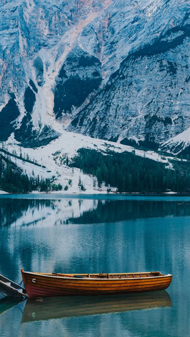1284x2778 gray mountain covered with snow near body of water - mountain iPhone Wallpaper