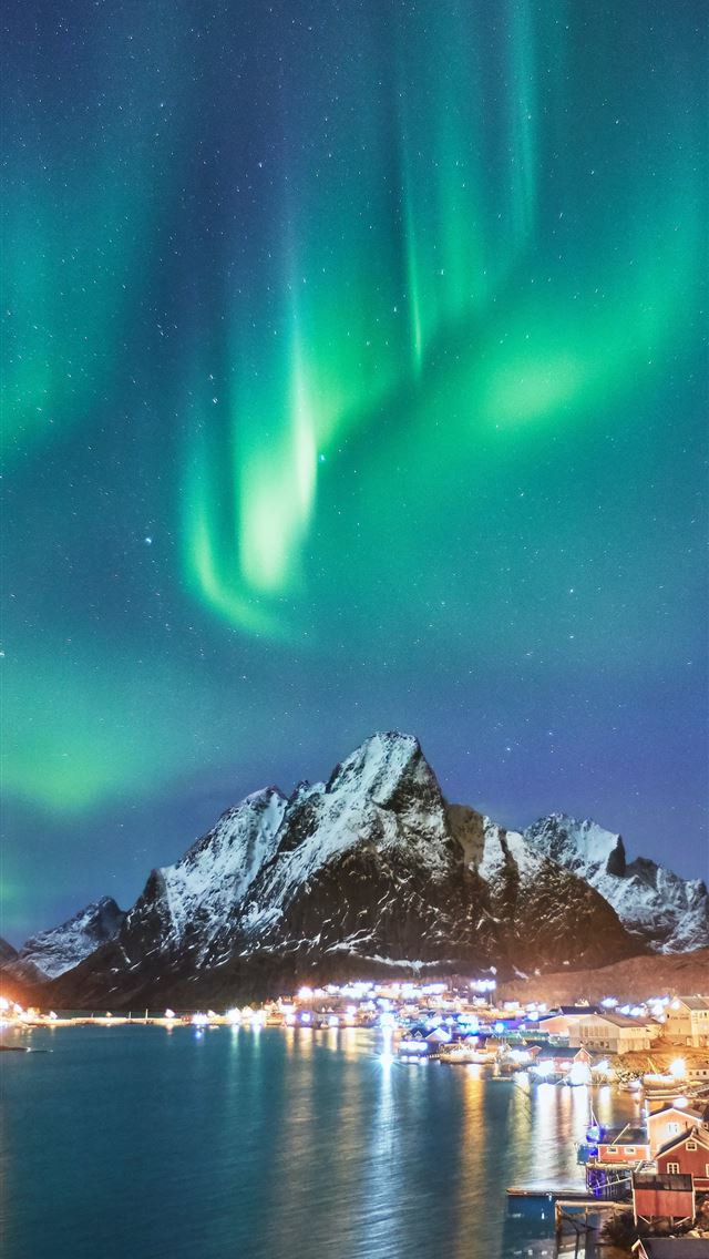 1284x2778 snow covered mountains near body of water during n... - travel iPhone Wallpaper