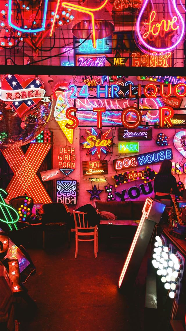 1284x2778 multicolored lighted neon signs -  iphone 13 Wallpaper