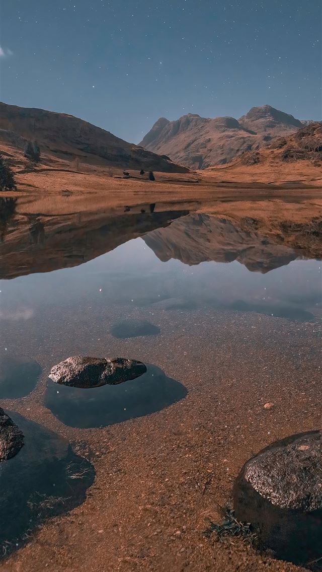 1284x2778 lake rocks reflection stones 5k -  iphone 13 Wallpaper