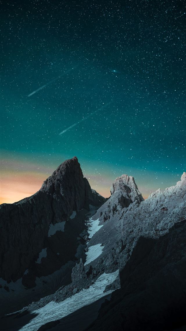 1284x2778 vibrant evening sky rocks mountains 4k - nature iPhone Wallpaper