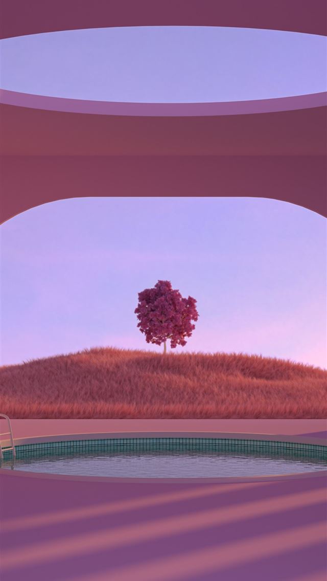 1242x2688 green trees near body of water painting - cartoon iPhone Wallpaper