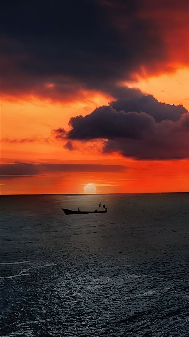 1284x2778 sunsetting over boat 4k -  iPhone Wallpaper