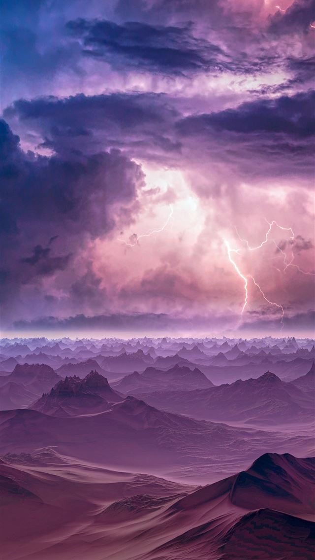 1284x2778 lightning mountains storm manipulation 5k -  iphone 13 Wallpaper