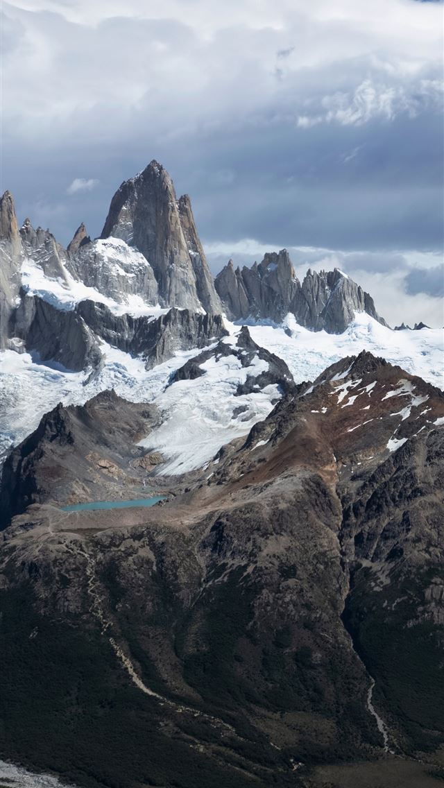 1284x2778 argentina mountains patagonia crag clouds 5k -  iPhone Wallpaper