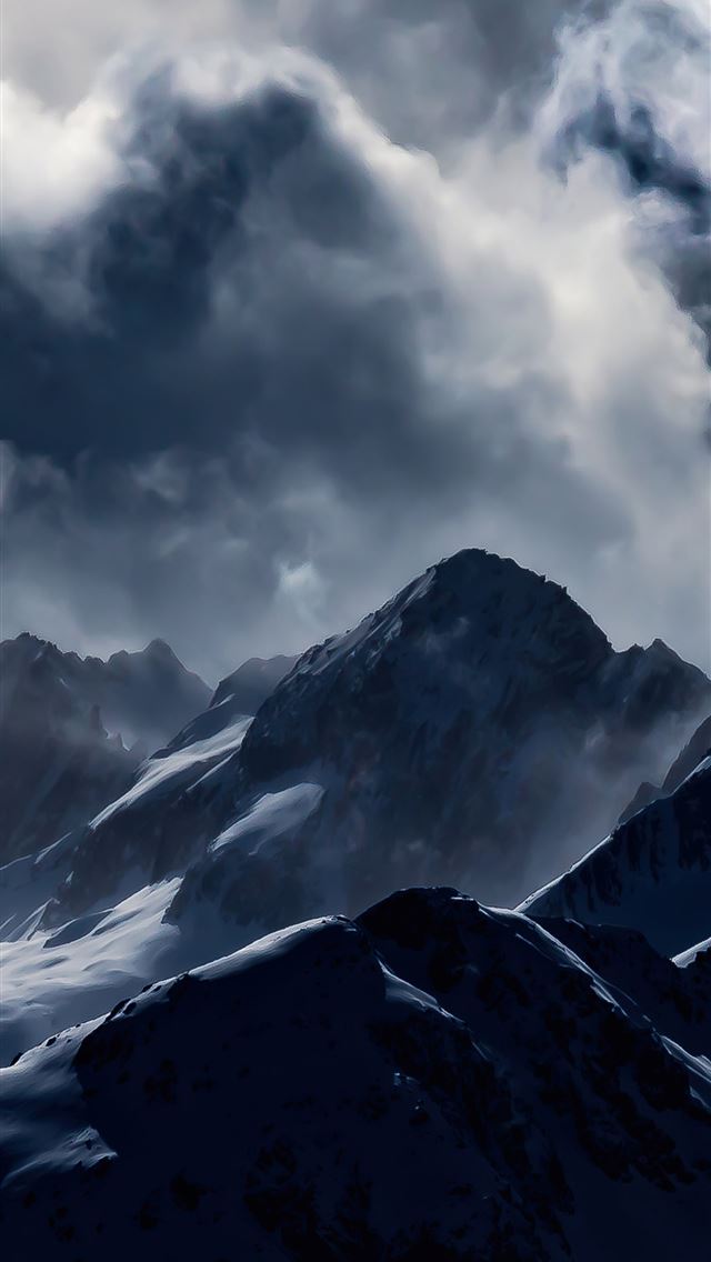 1284x2778 light clouds mountains smoge 4k -  iPhone Wallpaper
