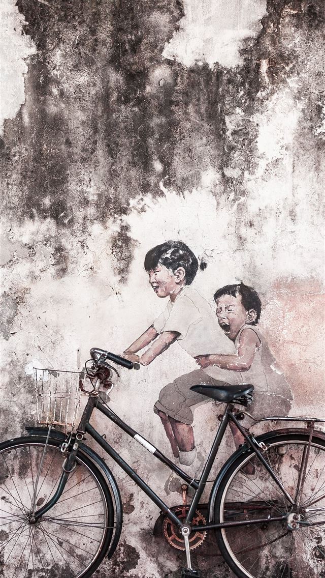 1284x2778 woman in black dress riding on red bicycle - malaysia iPhone Wallpaper