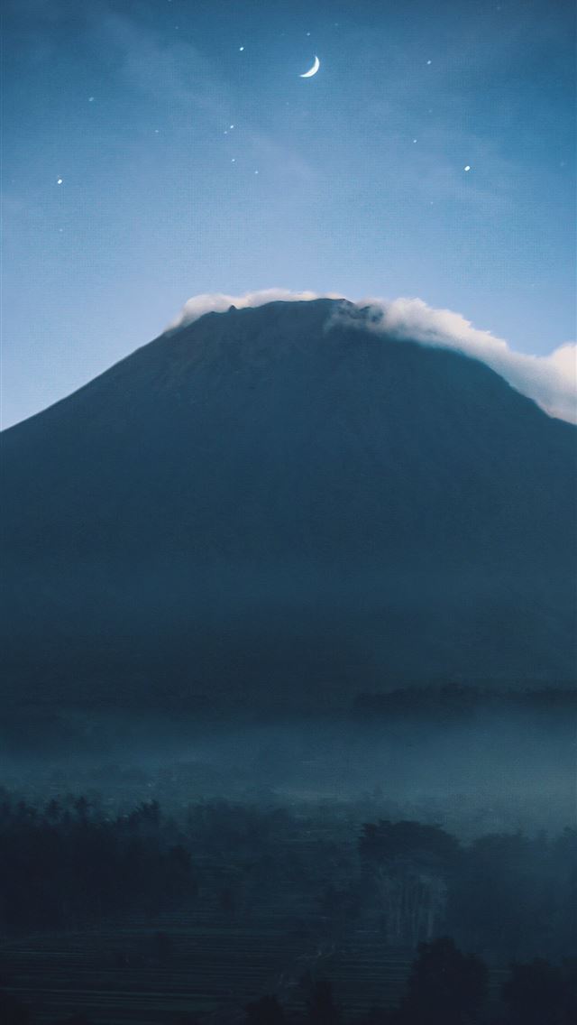 1284x2778 mountain tree clouds moon 5k -  iphone 13 Wallpaper