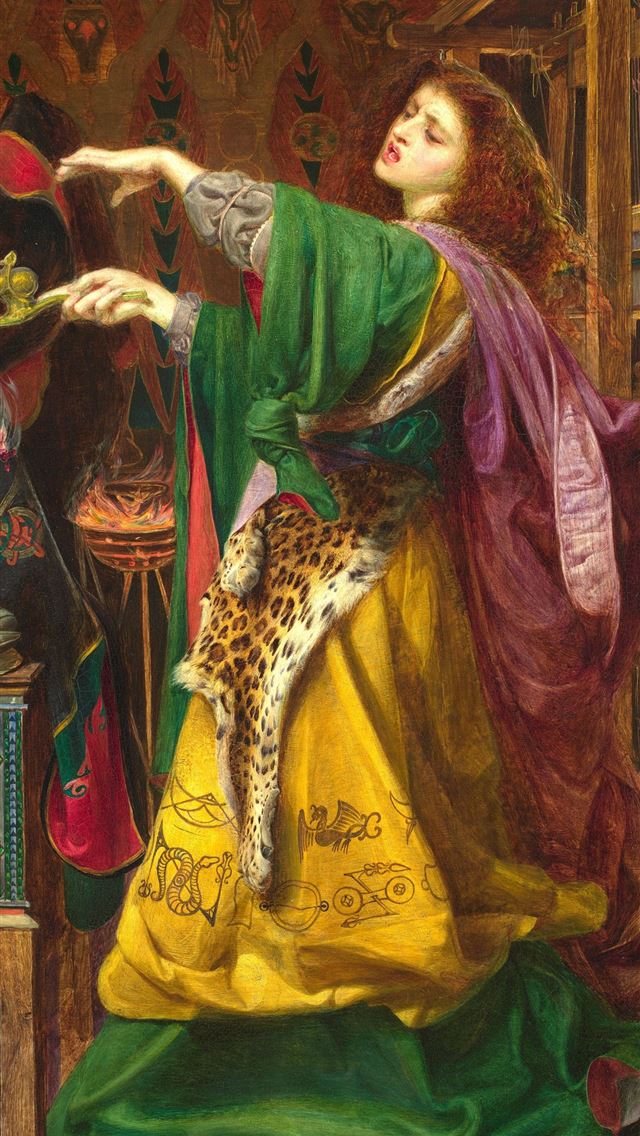 1284x2778 woman wearing green and yellow dress painting - art iPhone Wallpaper