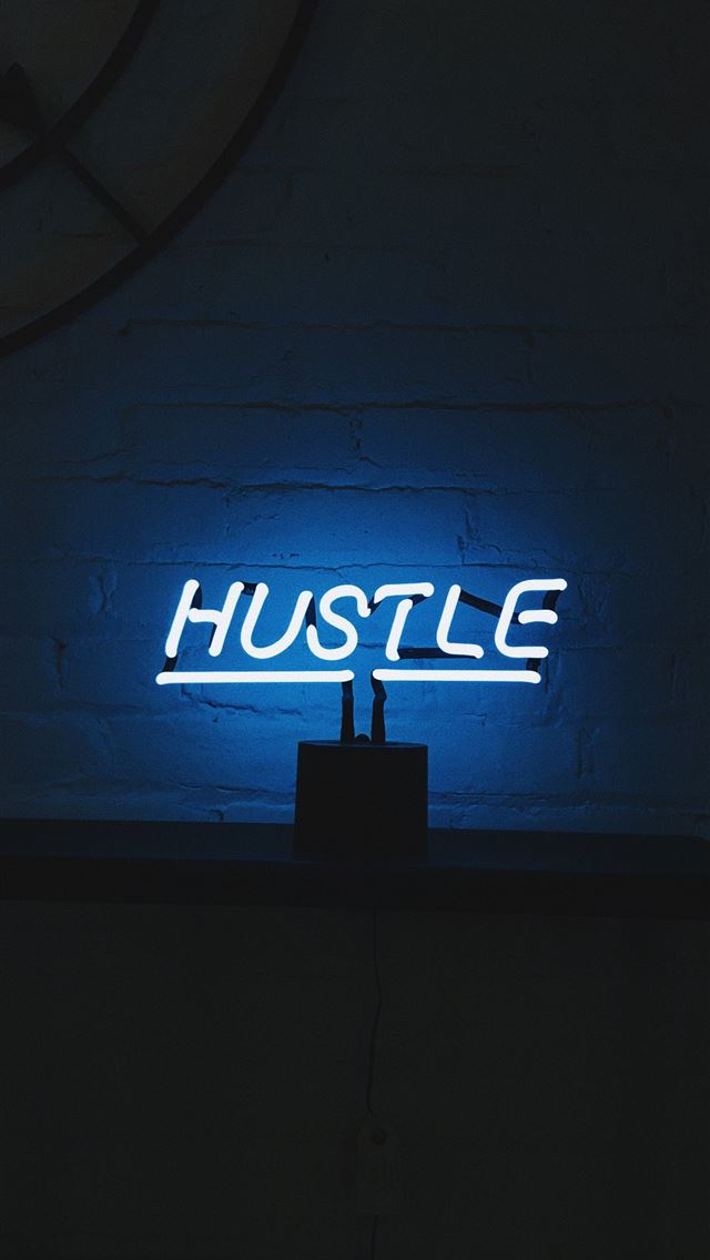 1284x2778 hustle LED signage turned on - portland iPhone Wallpaper