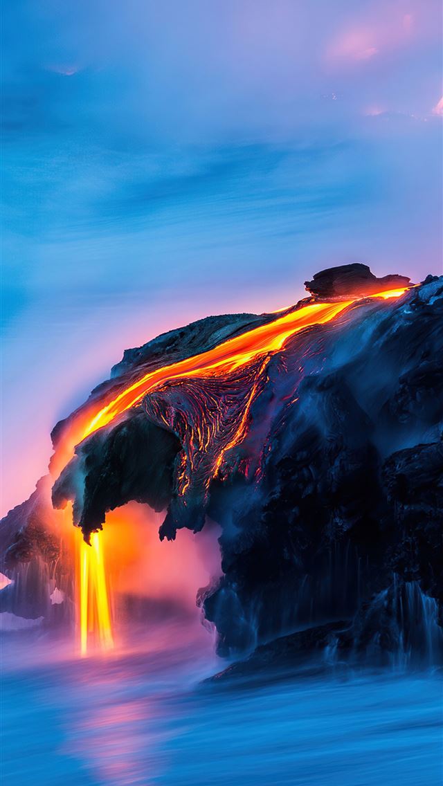 1284x2778 rocks lava clouds mist shore -  iphone 13 Wallpaper