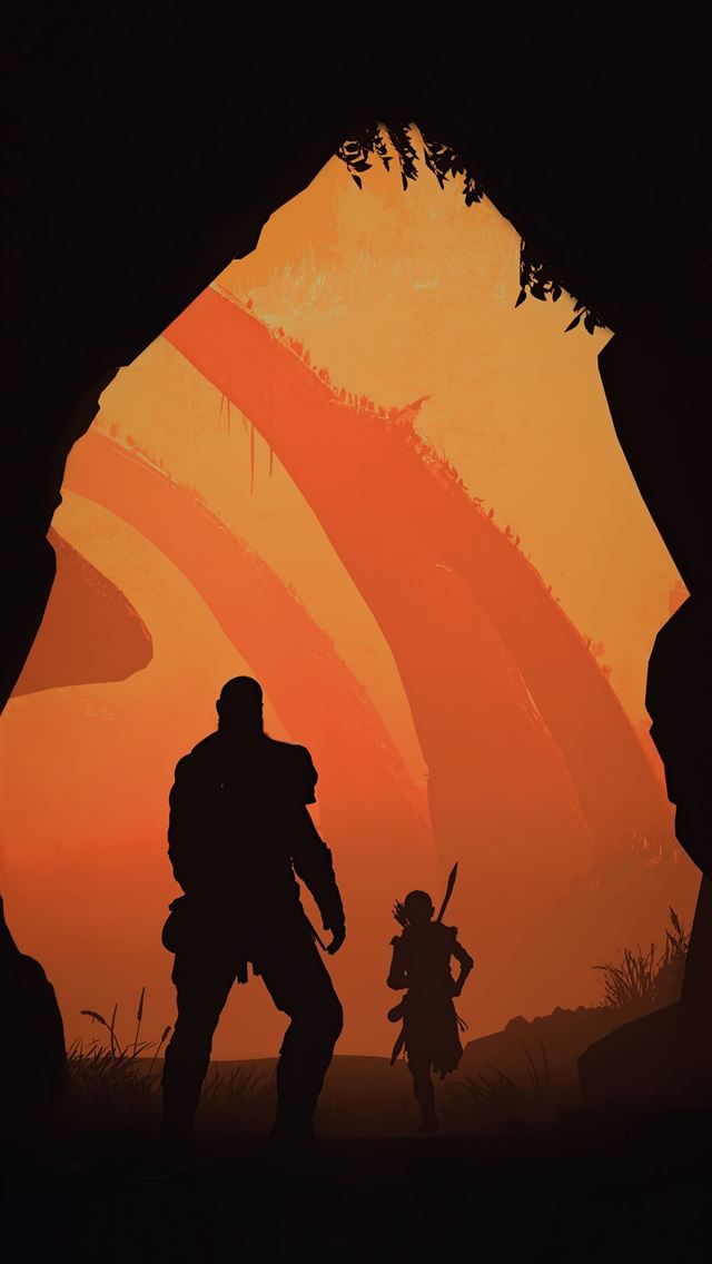 640x1136 kratos and atreus god of war minimal 5k -  iPhone Wallpaper